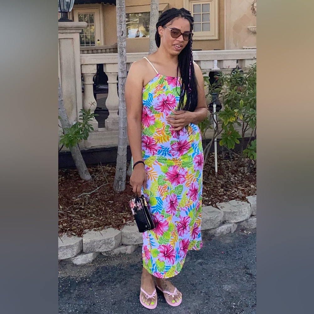 COPY - Tropical Floral Maxi Dress | Rope Strap Sundress | Size L | Island Vacay… - Picture 2 of 3